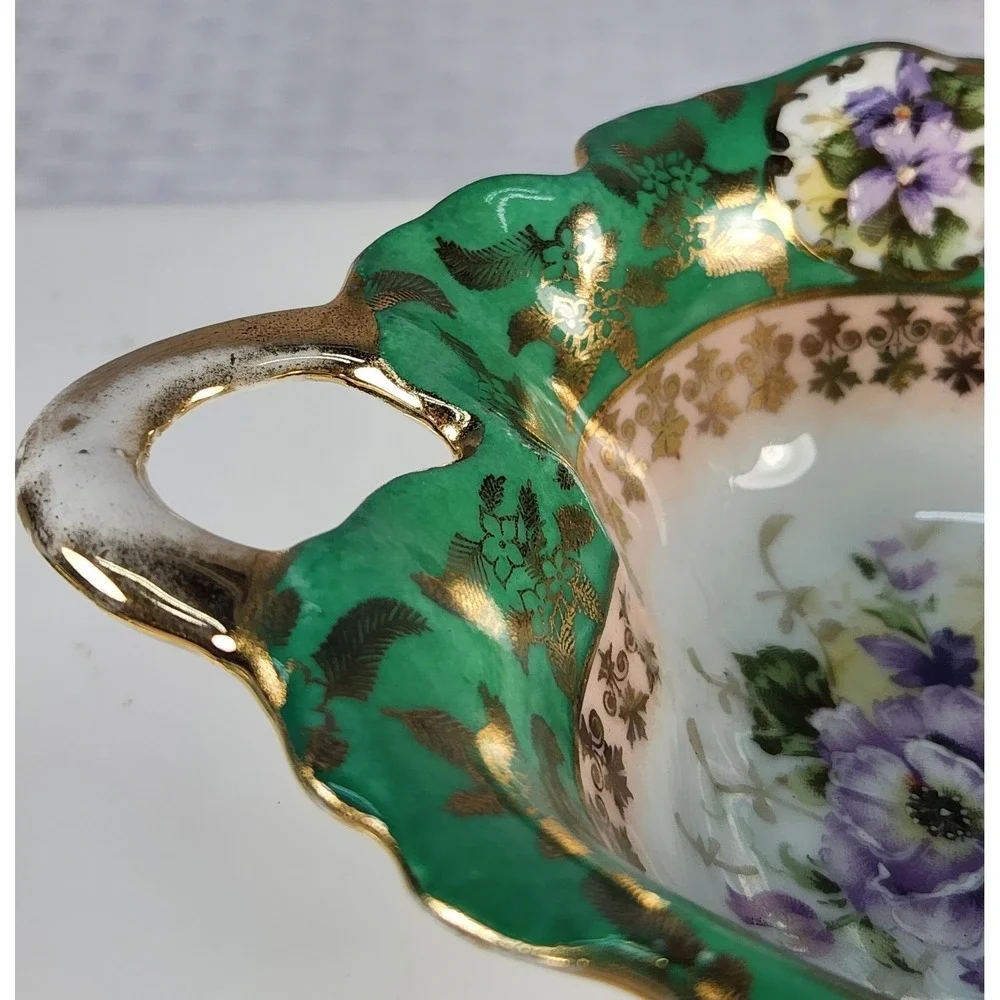 Rare 3 Piece Set 1819-1919 Victoria Carlsbad Austria Tray Bowl Ladle Brilliant